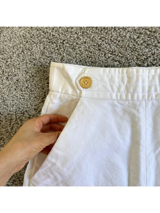 Vintage Yves Saint Laurent Women's Sz Small White High-Waist Cotton Shorts - Picture 2 of 12